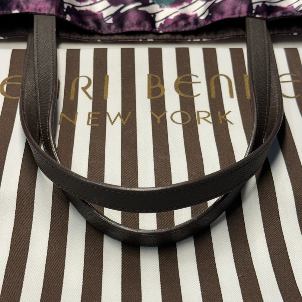 henri bendel Purple Patterned Canvas Tote with Illustration - Picture 3 of 13
